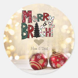 Red Balls Merry en Bright Ronde Sticker