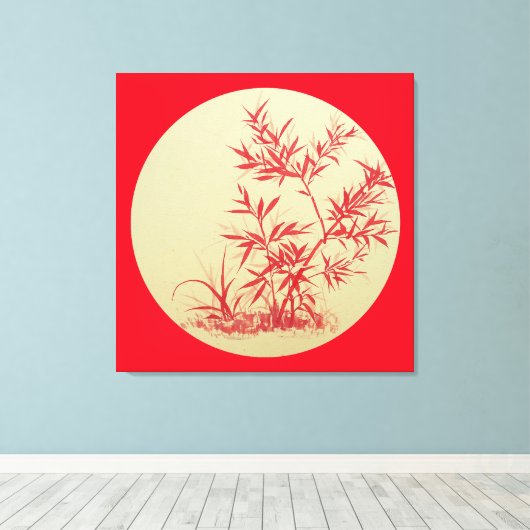 Red Bamboe - rond - geen Cally Canvas Afdruk (Insitu (Houten vloer))