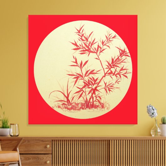 Red Bamboe - rond - geen Cally Canvas Afdruk (Insitu (Woonkamer))