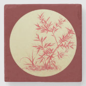 Red Bamboe - rond - geen kabelkanaals pranner Stenen Onderzetter (Voorkant)