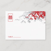 Red Bamboo laat dubbelgeluk over Chinese bruiloft Plaatskaartje (Voorkant)