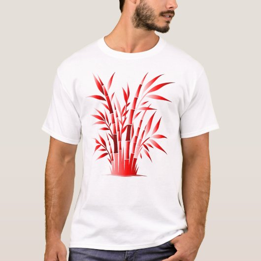Red Bamboo Silhouette – Bold Natural Zen Design T-shirt (Voorkant)