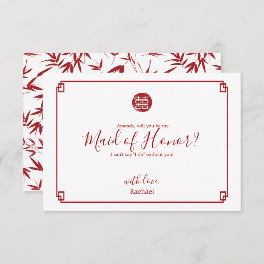 Red Bamboo Zal je mijn bruidsmeisje zijn Kaart (Voorkant / Achterkant)
