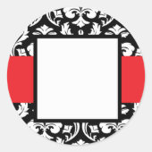 Red Band Damask Ronde Sticker (Voorkant)