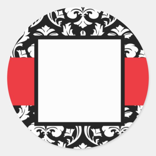 Red Band Damask Ronde Sticker (Voorkant)