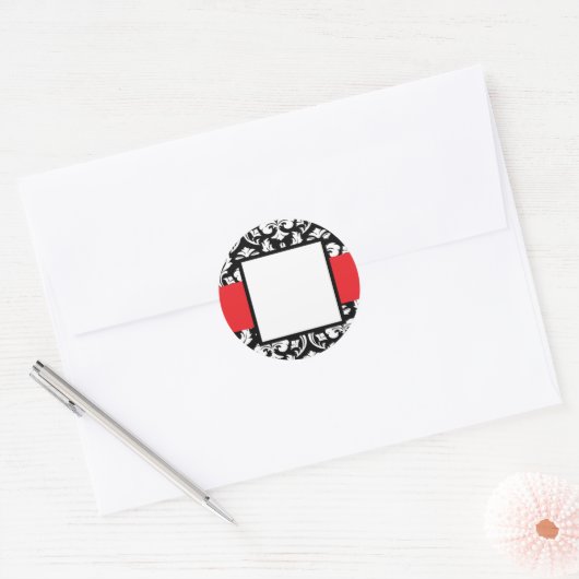 Red Band Damask Ronde Sticker (Envelop)
