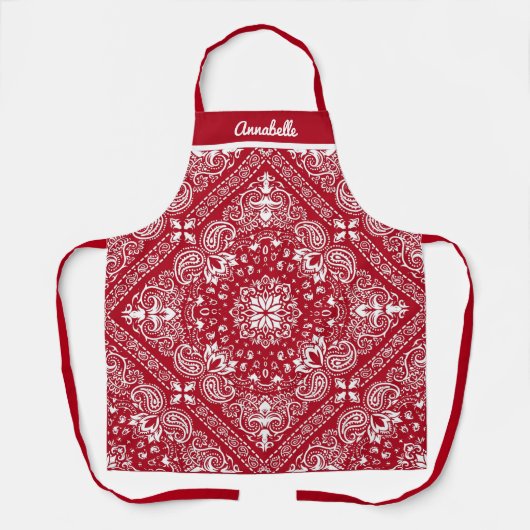 Red Bandana Barbeque Personalize Schort (Voorkant)