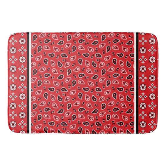 Red Bandana Boho Prints Badmat (Voorkant)