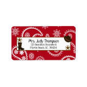 Red Bandana Boot, Cowboy Pet Etiket (Voorkant)