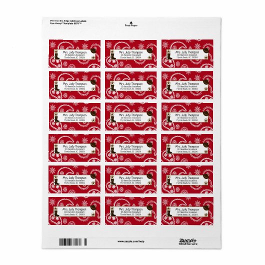 Red Bandana Boot, Cowboy Pet Etiket (Full Sheet)