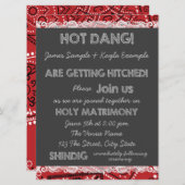 Red Bandana Chalkboard Country Wedding Kaart (Voorkant / Achterkant)