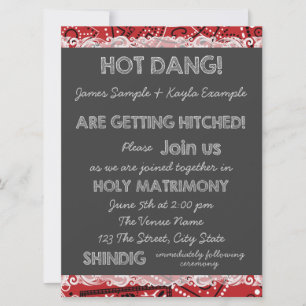 Red Bandana Chalkboard Country Wedding Kaart