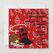 Red Bandana Cowboy Baby shower Kaart (Achterkant)