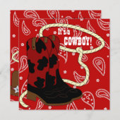 Red Bandana Cowboy Baby shower Kaart (Voorkant / Achterkant)