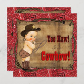Red Bandana Cowboy Baby shower Kaart (Voorkant / Achterkant)