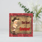 Red Bandana Cowboy Baby shower Kaart (Staand voorkant)
