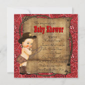Red Bandana Cowboy Baby shower Kaart (Achterkant)