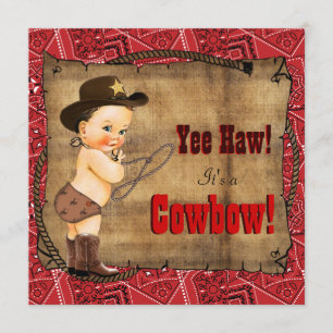 Red Bandana Cowboy Baby shower Kaart