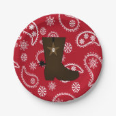 Red Bandana Cowboy Boot Paper Borden Papieren Bordje (Voorkant)