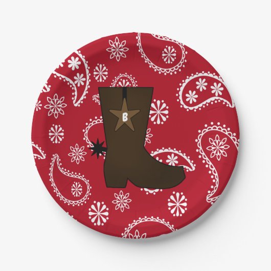Red Bandana Cowboy Boot Paper Borden Papieren Bordje (Voorkant)