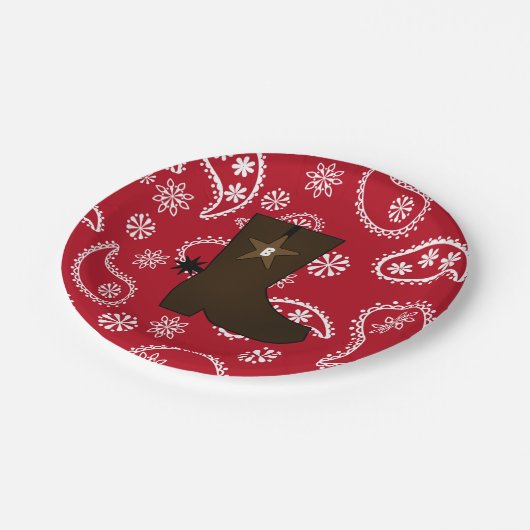 Red Bandana Cowboy Boot Paper Borden Papieren Bordje (Gekanteld)