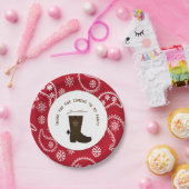 Red Bandana Cowboy Boot Personated Birthday Papieren Bordje (Feest)