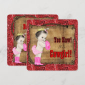 Red Bandana Cowgirl Baby shower Kaart (Voorkant / Achterkant)