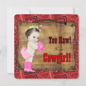 Red Bandana Cowgirl Baby shower Kaart (Voorkant)