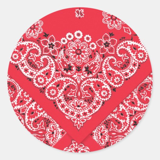Red Bandana Design Classic Round Sticker (Voorkant)