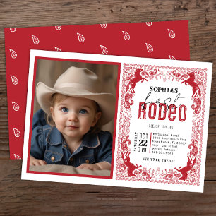 Red Bandana eerste Rodeo foto uitnodiging – Cowboy