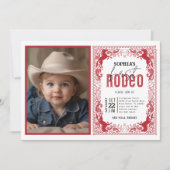 Red Bandana eerste Rodeo foto uitnodiging – Cowboy (Voorkant)