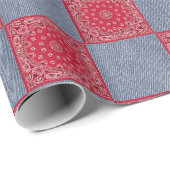 Red Bandana en Denim Print Cadeaupapier (Rol Hoek)