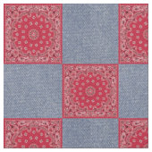 Red Bandana en Denim Print Stof (Close Up)