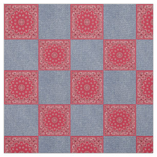 Red Bandana en Denim Print Stof