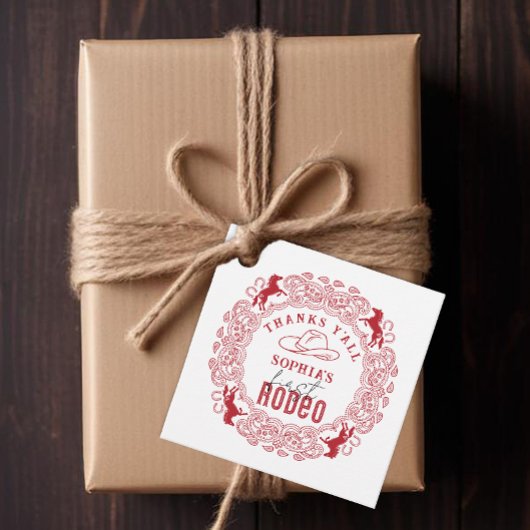 Red Bandana First Rodeo Bedankt voor je plezier Ta Bedankjes Labels