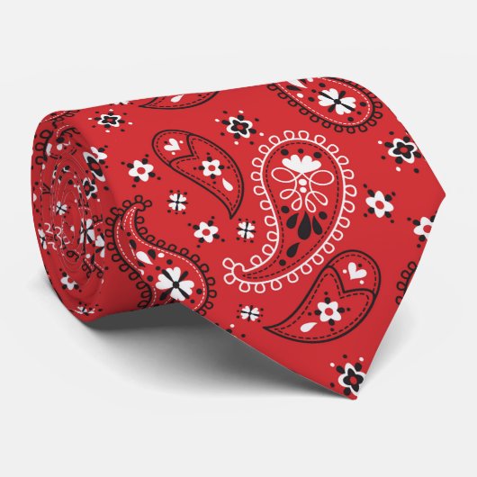 Red Bandana Handkerchief Paisley Stropdas (Opgerold)