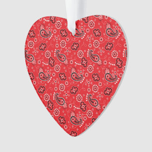 Red Bandana Heart Modern Cowboy Love Fun Ornament