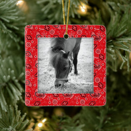 Red Bandana Horse Foto: Jaarlijkse feestdag Keramisch Ornament