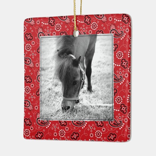 Red Bandana Horse Foto: Jaarlijkse feestdag Keramisch Ornament (Links)