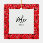 Red Bandana Horse Foto: Jaarlijkse feestdag Keramisch Ornament (Achterkant)