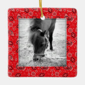 Red Bandana Horse Foto: Jaarlijkse feestdag Keramisch Ornament (Voorkant)