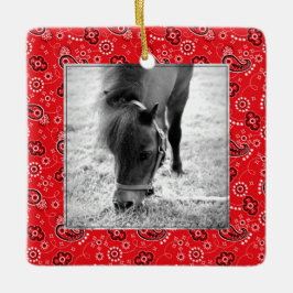 Red Bandana Horse Foto: Jaarlijkse feestdag Keramisch Ornament