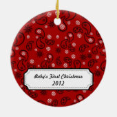 Red Bandana Paisley Foto met kerstboomversiering Keramisch Ornament (Achterkant)