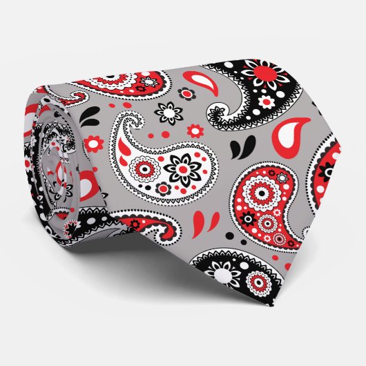 Red Bandana Paisley Land Western Rodeo Ranch Stropdas (Opgerold)