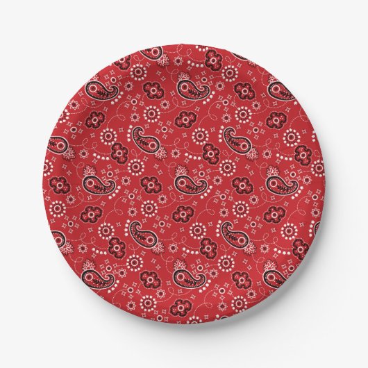 Red Bandana Pattern Cowboy Outdoor Adventure Papieren Bordje (Voorkant)