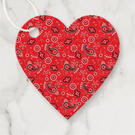 Red Bandana Pattern Heart Love Valentijn Fun Bedankjes Labels
