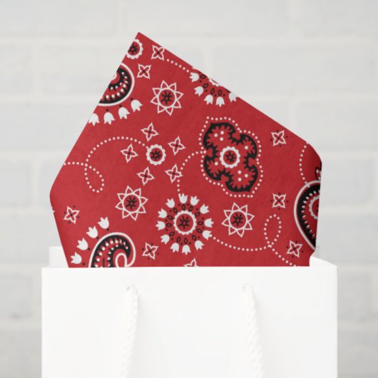 Red Bandana Two Tone Yellow White Rustin Modern Tissuepapier (Cadeauzakje)