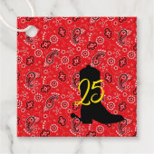 Red Bandana Western Cowboy Boot Spurs AGE Plezier Bedankjes Labels (Voorkant)