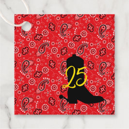 Red Bandana Western Cowboy Boot Spurs AGE Plezier Bedankjes Labels