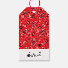 Red Bandana Western Cowboy NAAM Plezier Cadeaulabel